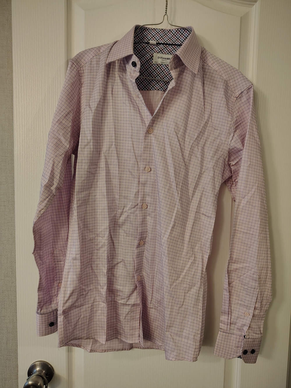 Duchamp Men’s Light Purple Checked Dress Shirt